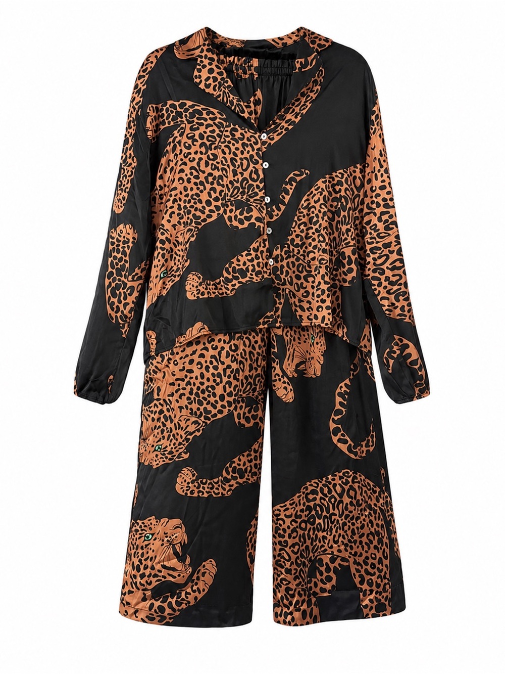 Midnight Bakery Animal Print Black & Rust Relaxed Pajama Set